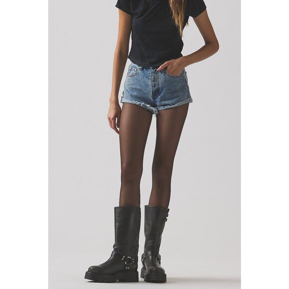 SUPERDOWN Kathleen Denim Shorts Stone Wash Blue High Rise Cut Off Women's 27 - Picture 2 of 13